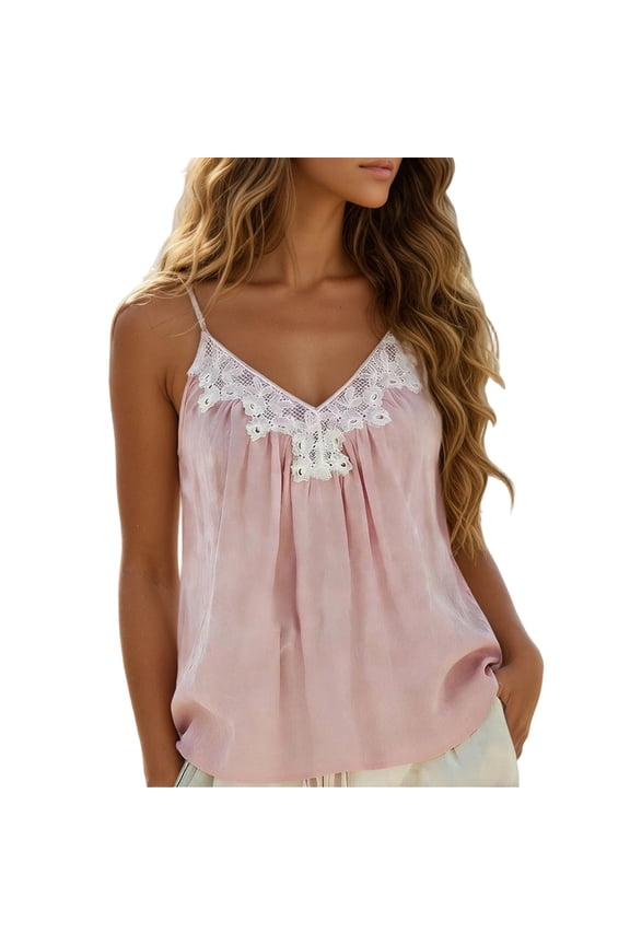 Womens Tank Tops 2026 Trendy Spaghetti Strap Scoop Neck Ribbed Cotton Camisole Basic Tanks Slim Fitted Workout Sleeveless Layering Cami Shirts Pink, XXL