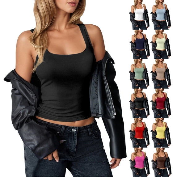 WEIWEN Womens Tank Tops Sleeveless Running Vest for Women Cropped Workout Tank Tops Woman Crop Athletic Tank Tops for Women Camisole Women's Tanks & Camis Blue, XL