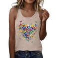 thumbnail image 1 of WEIWEN Womens Tank Tops Summer Fashion Colorful Butterfly Heart Printed Sleeveless Spaghetti Strap Tank Top for Women Vest Khaki, L, 1 of 4