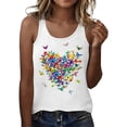 thumbnail image 1 of WEIWEN Womens Tank Tops Summer Fashion Colorful Butterfly Heart Printed Sleeveless Spaghetti Strap Tank Top for Women Vest White, XL, 1 of 4