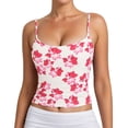 thumbnail image 1 of WEIWEN Womens Tank Tops Summer Floral Printed Adjustable Spaghetti Strap Tank Top for Women Scoop Neck Sleeveless Cropped Tops Pink, XS, 1 of 7