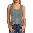 thumbnail image 1 of WEIWEN Workout Tank Tops Woman Square Neck Sleeveless Pleated Floral Camisole Women's Tank Tops Loose Fit Running Athletic Shirts Light Pink, M, 1 of 4