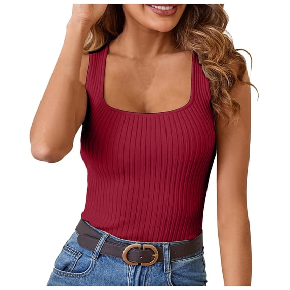 WEIWEN Workout Tank Tops Woman Women's Tank Tops with Built in Bra Plus Stretch Adjustable Spaghetti Strap Basic Undershirts Layer Black Tank Top Woman Red, XXL