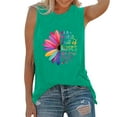 thumbnail image 1 of WEIWEN in A World Full of Roses Be A Daisy Graphic Tees for Women Tank Tops Loose Fit Summer Sleeveless Athletic Workout Shirts Green, XL, 1 of 4