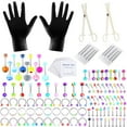 thumbnail image 1 of WEIXF Acrylic Lip Nail Navel Nail Nose Ring Piercing Jewelry Set 124pcs Body Piercing Kit Ear Eyebrow And Nose Rings Are Reusable And Durable Pearl Jewelry Set for Girls Jewelry Set for Girls 12-14, 1 of 5