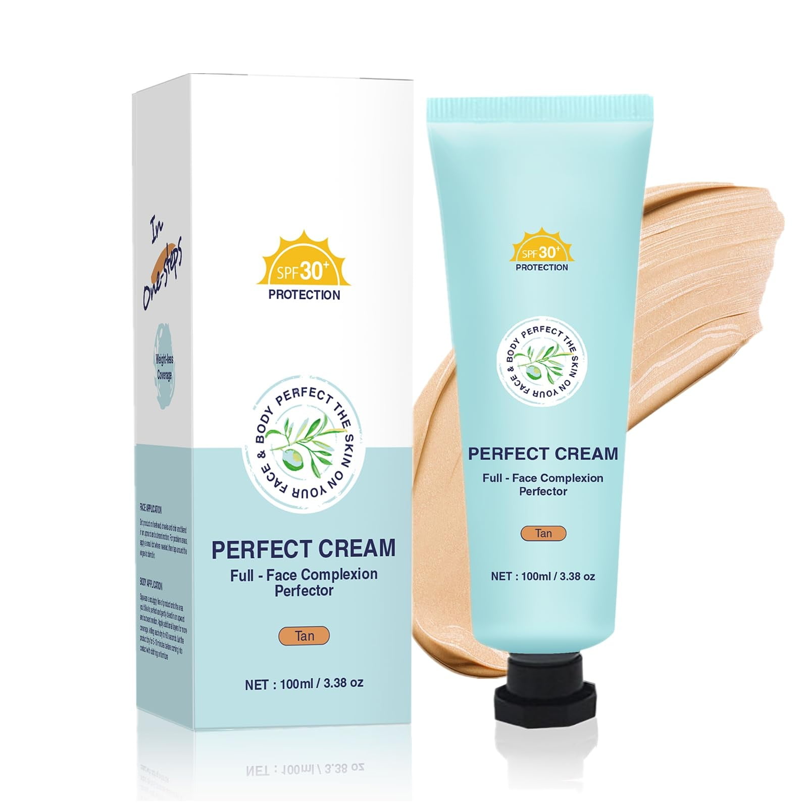 WEIXF All-Over Complexion Perfector Sunscreen with SPF 30+, Hydrating Full Coverage Concealer & Natural Shine Enhancer, Summer Waterproof Transfer-Resistant CC Cream
