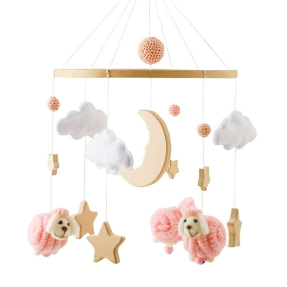 WEIXF Baby Crib Mobile For Boys Girls Boho Nursery Mobile Bed Mobile Crib Ceiling Mobile Clouds Moon Pendant Toy Wooden Wind Chime Nursery Decoration Tables from Ceiling Beard Fresh Garland 50ft