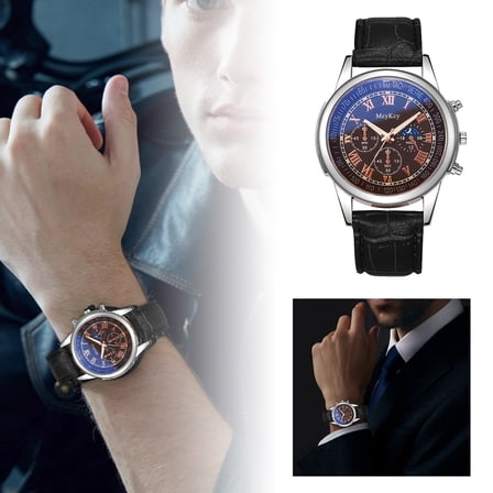 WEIXF Mcykcy Men's Business Quartz Sports Watch With Casual Leather Strap Watch Leather Band Minimal Digital Watch Countdown Timer Watch Men's Digital Watch Water Proof Digital Watch Ae1200 Wrist