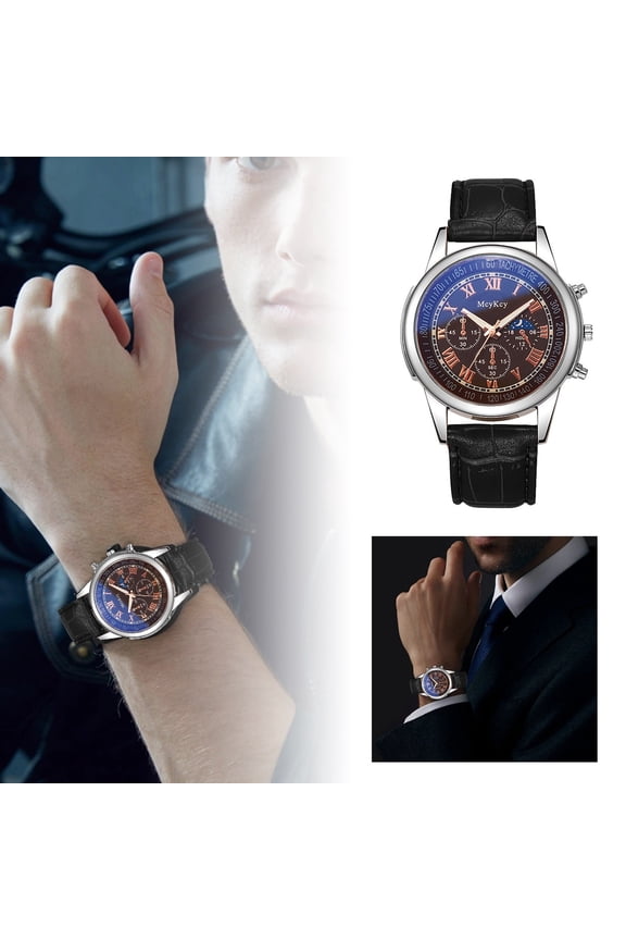 Mcykcy Men's Business Quartz Sports Watch With Casual Leather Strap Watch Leather Band Minimal Digital Watch Countdown Timer Watch Men's Digital Watch Water Proof Digital Watch Ae1200 Wrist