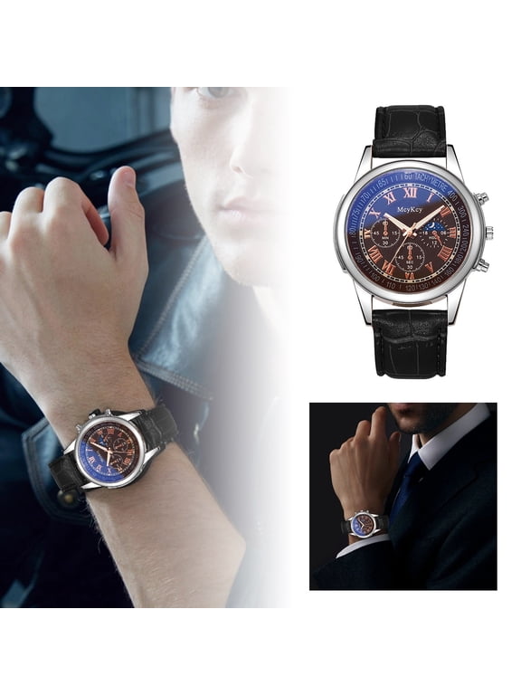 Mcykcy Men's Business Quartz Sports Watch With Casual Leather Strap Watch Leather Band Minimal Digital Watch Countdown Timer Watch Men's Digital Watch Water Proof Digital Watch Ae1200 Wrist