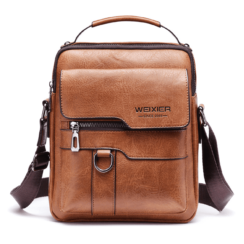 WEIXIER Anti Theft Sling Bag Shoulder Crossbody Backpack Waterproof Chest Bag with USB for Men (Brown)