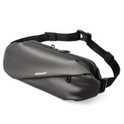 WEIXIER Mens Waterproof Fanny Pack with 4 Zipper Pockets Sports Waist Bag Carrying All Phones, Grey