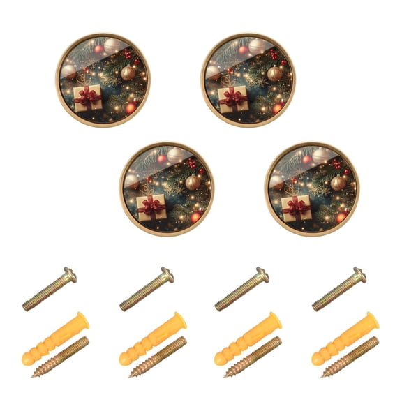 WEIYEKO 4 Pack Kitchen Cabinet Knobs Round Zinc Drawer Pulls, Christmas Tree Branches Gifts