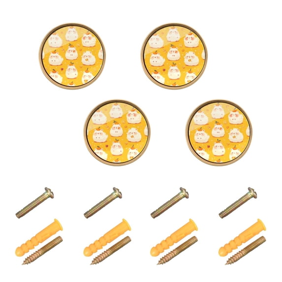 WEIYEKO 4 Pack Kitchen Cabinet Knobs Round Zinc Drawer Pulls, Lovely Capybara and Orange