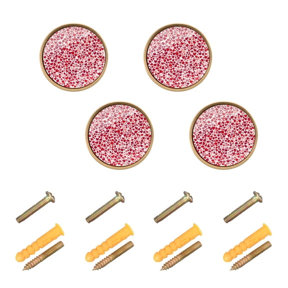 WEIYEKO 4 Pack Kitchen Cabinet Knobs Round Zinc Drawer Pulls, Many Red Heart