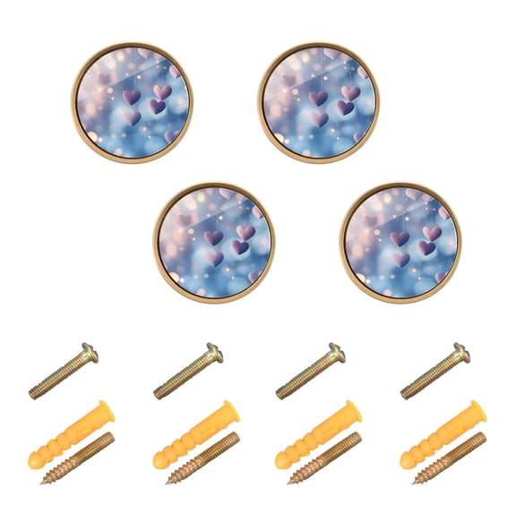 WEIYEKO 4 Pack Kitchen Cabinet Knobs Round Zinc Drawer Pulls, Romantic Purple Heart