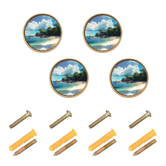 WEIYEKO 4 Pack Kitchen Cabinet Knobs Round Zinc Drawer Pulls, Stunning View Of Beach