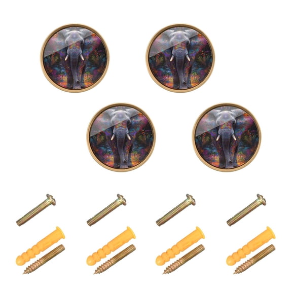 WEIYEKO 4 Pack Kitchen Cabinet Knobs Round Zinc Drawer Pulls, Vibrant Elephant
