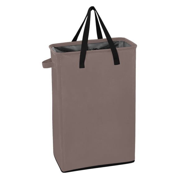 WEIYEKO Collapsible Laundry Basket 48L Waterproof Clothes Hamper Reinforced Handles Drawstring Mesh Cover, Chocolate