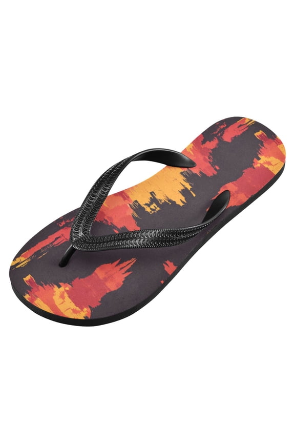 Unisex Flip Flops for Men Women Non-Slip Comfortable Lightweight Beach Thong Sandals, Abstract Fire Shapes