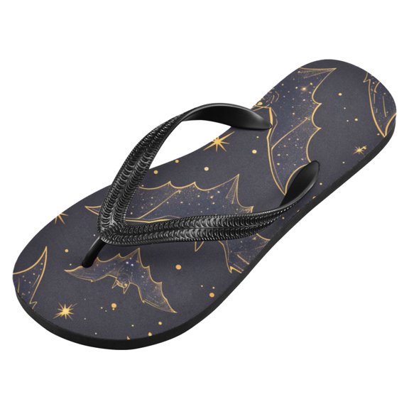 WEIYEKO Unisex Flip Flops for Men Women Non-Slip Comfortable Lightweight Beach Thong Sandals, Bats Silhouette and Star