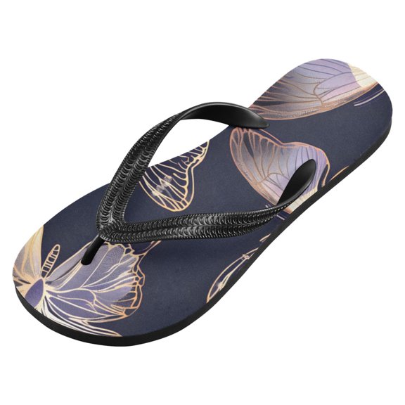 WEIYEKO Unisex Flip Flops for Men Women Non-Slip Comfortable Lightweight Beach Thong Sandals, Beautiful Butterflies Silhouette