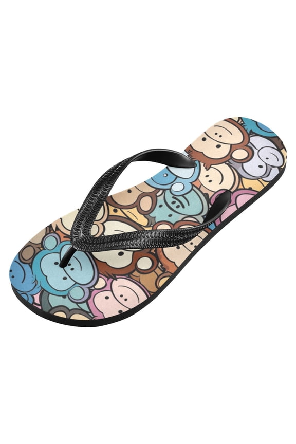 Unisex Flip Flops for Men Women Non-Slip Comfortable Lightweight Beach Thong Sandals, Cartoon Monkeys Face