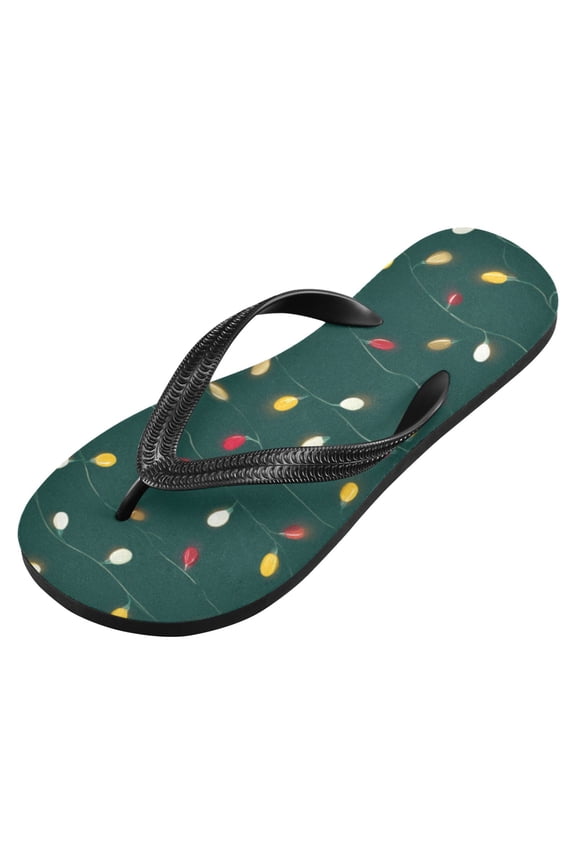 Unisex Flip Flops for Men Women Non-Slip Comfortable Lightweight Beach Thong Sandals, Christmas String Lights