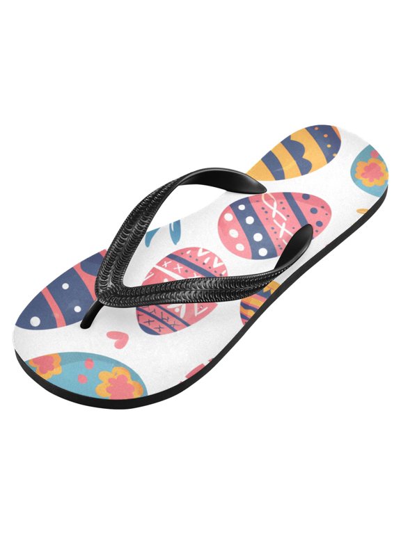 Unisex Flip Flops for Men Women Non-Slip Comfortable Lightweight Beach Thong Sandals, Easter Egg and Grass