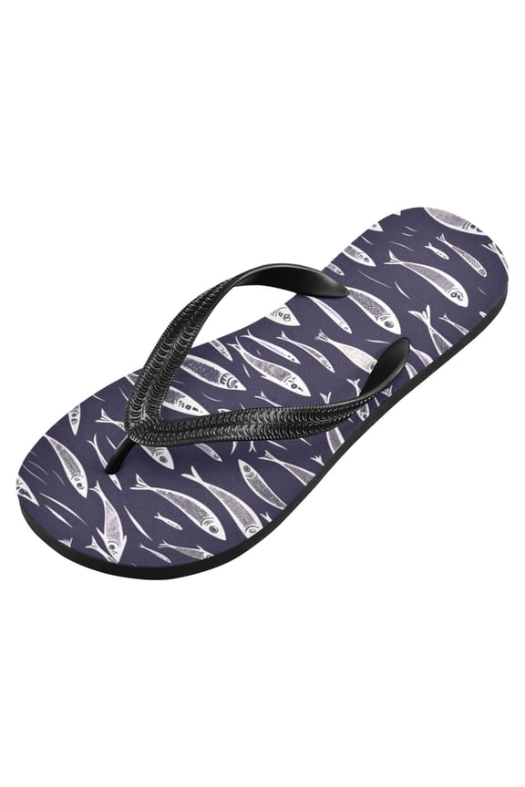 Unisex Flip Flops for Men Women Non-Slip Comfortable Lightweight Beach Thong Sandals, Flock Of Swimming Fish