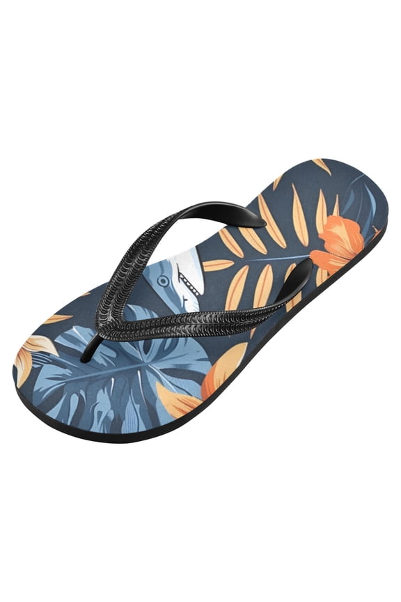 Unisex Flip Flops for Men Women Non-Slip Comfortable Lightweight Beach Thong Sandals, Flower and Shark
