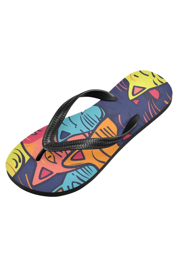 Unisex Flip Flops for Men Women Non-Slip Comfortable Lightweight Beach Thong Sandals, Happy Cats Faces