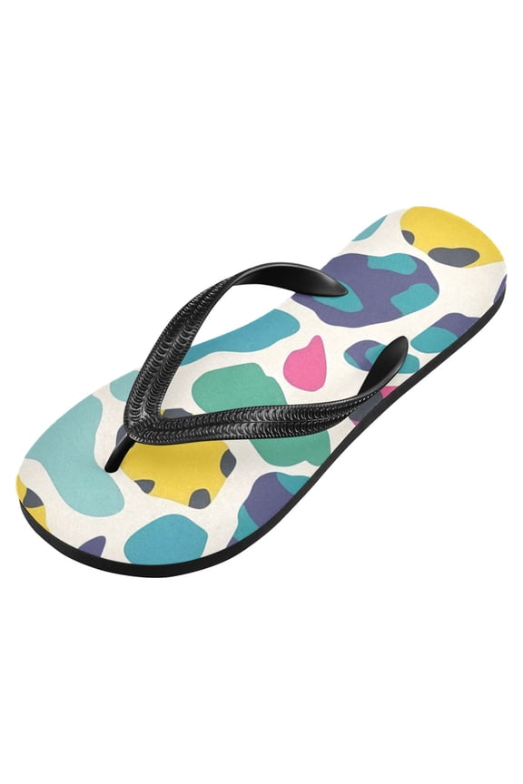 Unisex Flip Flops for Men Women Non-Slip Comfortable Lightweight Beach Thong Sandals, Minimalistic Colorful Leopard