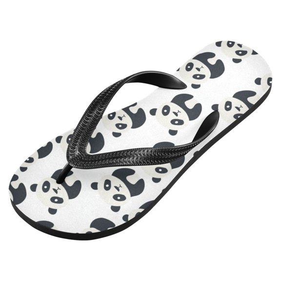 WEIYEKO Unisex Flip Flops for Men Women Non-Slip Comfortable Lightweight Beach Thong Sandals, Pandas Silhouette