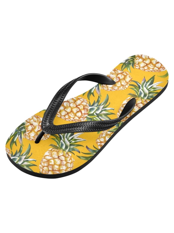 Unisex Flip Flops for Men Women Non-Slip Comfortable Lightweight Beach Thong Sandals, Pineapple Fruit