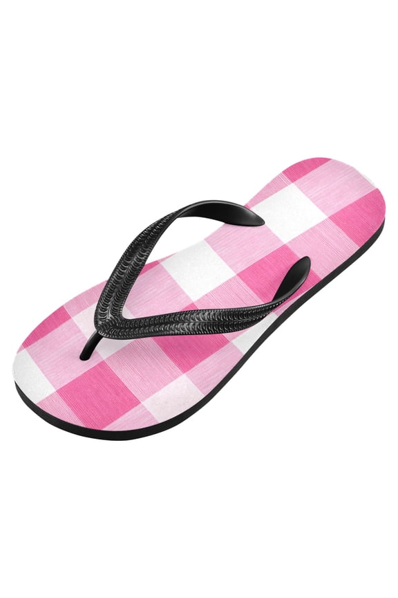Unisex Flip Flops for Men Women Non-Slip Comfortable Lightweight Beach Thong Sandals, Pink Gingham