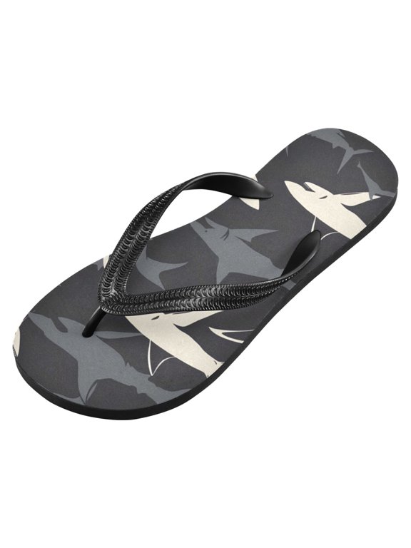 Unisex Flip Flops for Men Women Non-Slip Comfortable Lightweight Beach Thong Sandals, Shark Outline