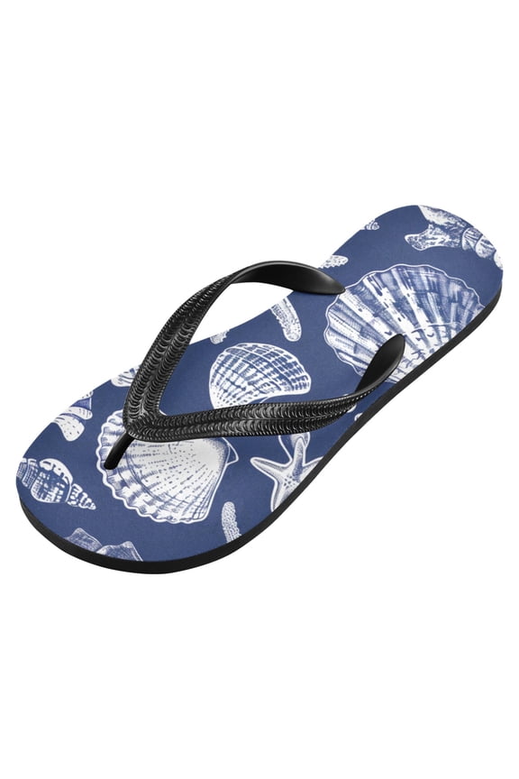 Unisex Flip Flops for Men Women Non-Slip Comfortable Lightweight Beach Thong Sandals, Shells Screw Starfish