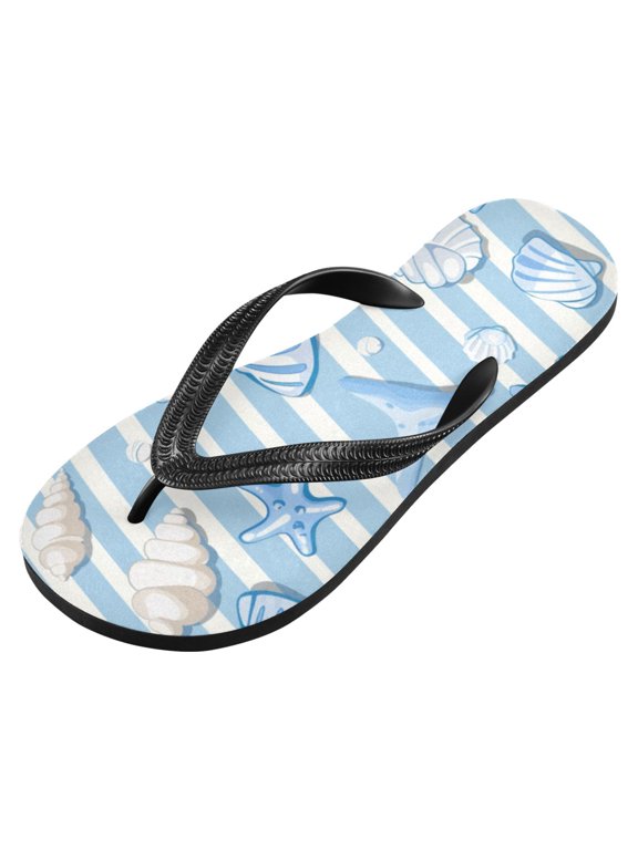 Unisex Flip Flops for Men Women Non-Slip Comfortable Lightweight Beach Thong Sandals, Shells Starfish Corals