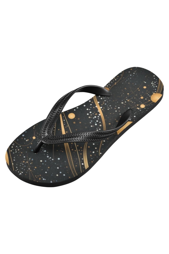 Unisex Flip Flops for Men Women Non-Slip Comfortable Lightweight Beach Thong Sandals, Starry Sky with Moon