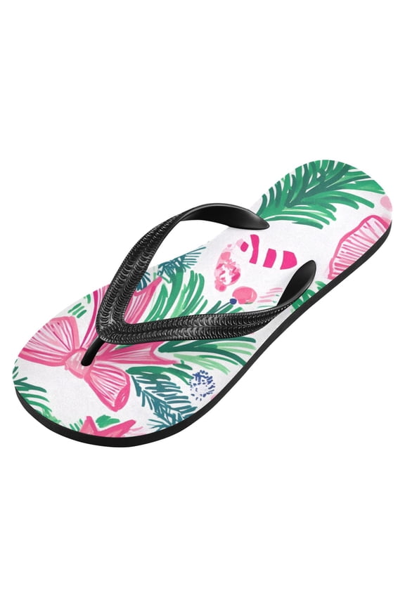 Unisex Flip Flops for Men Women Non-Slip Comfortable Lightweight Beach Thong Sandals, Tree and Pink Bow