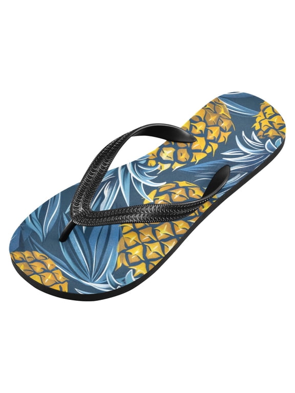 Unisex Flip Flops for Men Women Non-Slip Comfortable Lightweight Beach Thong Sandals, Tropical Pineapple