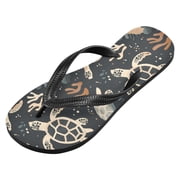 WEIYEKO Unisex Flip Flops for Men Women Non-Slip Comfortable Lightweight Beach Thong Sandals, Turtles and Coral Reef