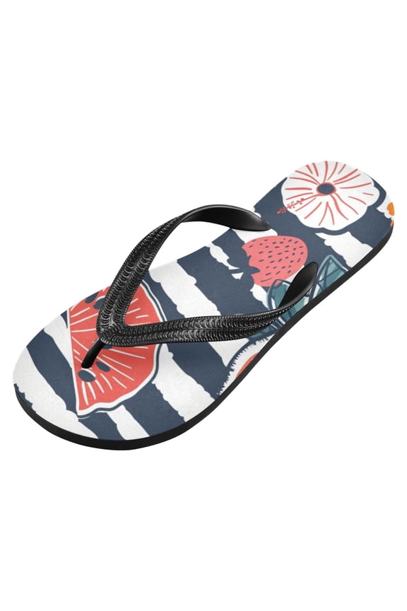 Unisex Flip Flops for Men Women Non-Slip Comfortable Lightweight Beach Thong Sandals, Watermelon Flower Strawberry