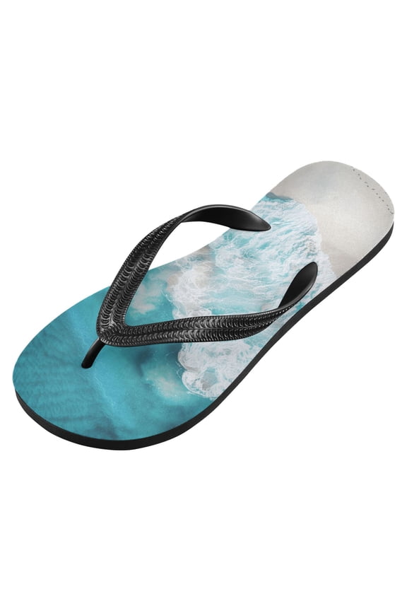 Unisex Flip Flops for Men Women Non-Slip Comfortable Lightweight Beach Thong Sandals, Waves and Beach