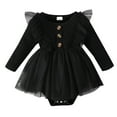 thumbnail image 1 of WEIYLL Boy's Bodysuits Infant Newborn Solid Long Sleeve Tulle Dress Outfits Black Kids Romper 6-12 Months, 1 of 9