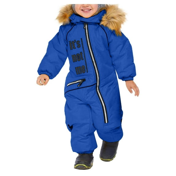 WEIYLL Boy's Tops Snowsuit Ski Wear Overall Winter Warm Windproof Removable Hood Softshell Blue Outwear Coats for 18-24 Months