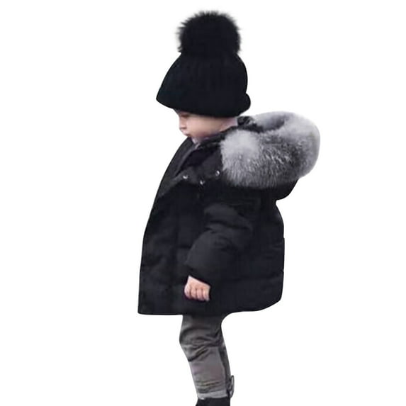 WEIYLL Boy's Tops Toddler Kids Baby Winter Thicken Hoodie Down Windproof Snowsuit Black Outwear Coats for 6-12 Months