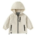 thumbnail image 1 of WEIYLL Boy's Tops Windbreaker Kids Lightweight Hooded Zipper Casual School Beige Coats for 2-3 Years, 1 of 3