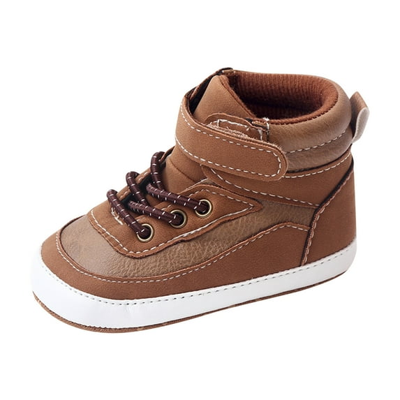 WEIYLL Boys Girls Athletic Shoes Spring Summer Flat Bottom High Top Solid Color Style Brown Toddler Sneakers 0-6 Months